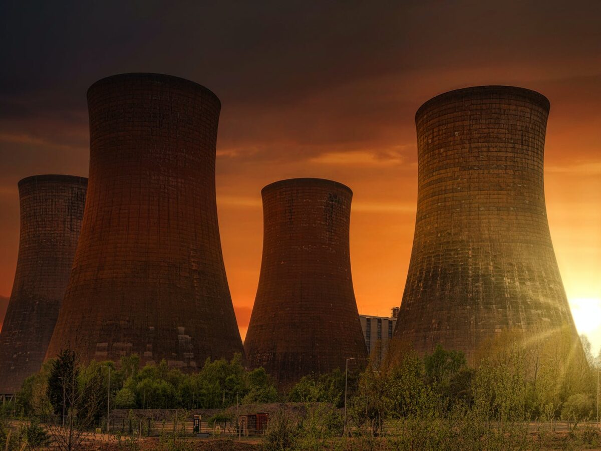 huge cooling towers in nuclear power plant